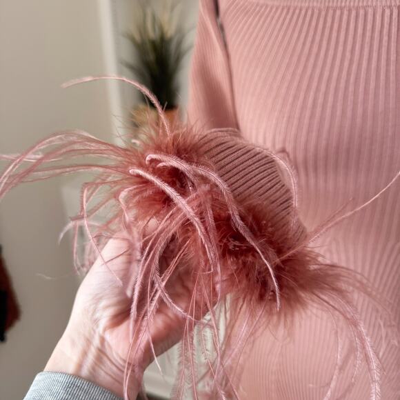 Lovers and Friends Mauve Ellerie Feather Knit Mini Dress Size XS - Picture 5 of 8